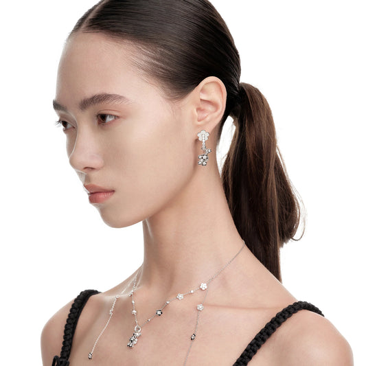 Paradise / Gemstone Patch up Mini Bear Flower Earring