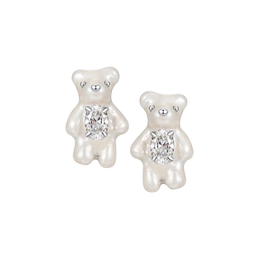 Paradise / Mini Pearlescent Bear Earrings