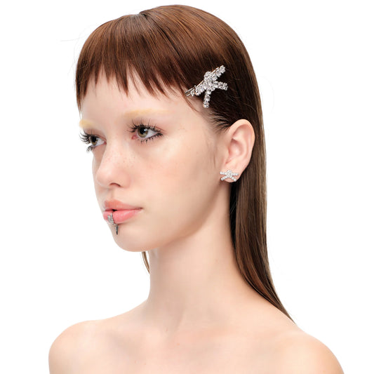 YVMIN X SHUSHUTONG / Pave Gemstone Bow Hair Pin