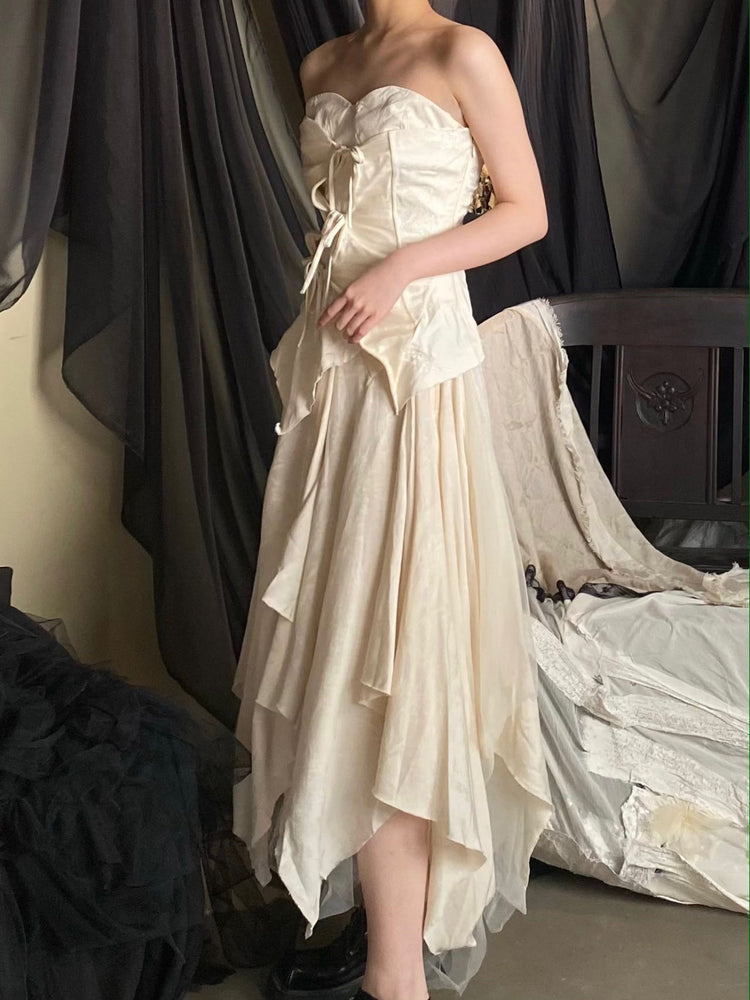 White Layered Sarees Skirt