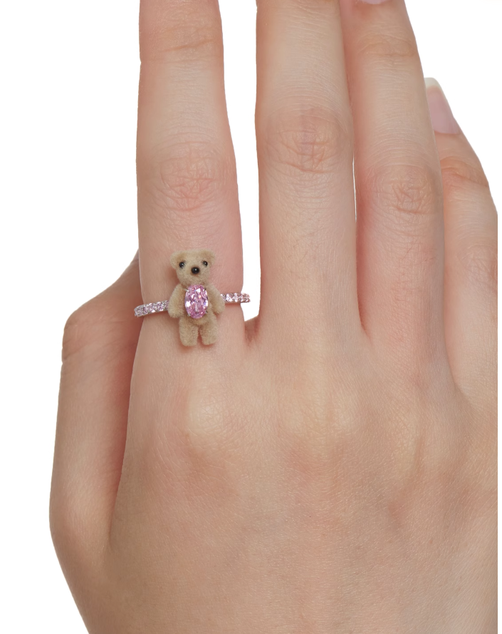 Paradise / Flocked Mini Bear Gemstone Ring