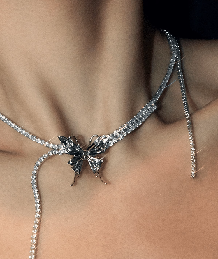 Liquefied Butterfly Gemstone Chain Necklace