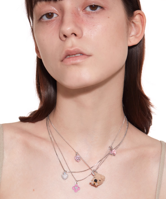 Bear Head Bee Layers Necklace