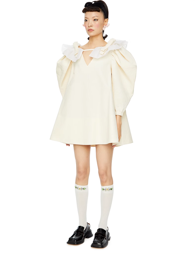 French-style Handcrafted Embellished Knit Mid-calf Socks