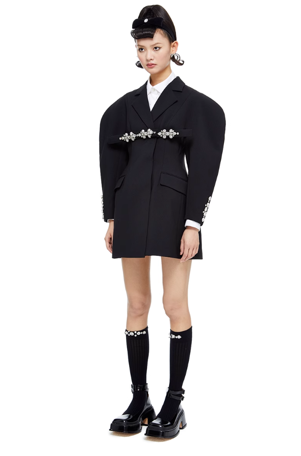 French-style Handcrafted Embellished Knit Mid-calf Socks