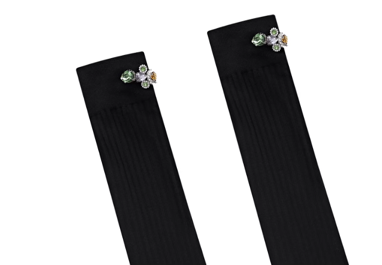 French-style Handcrafted Embellished Knit Mid-calf Socks