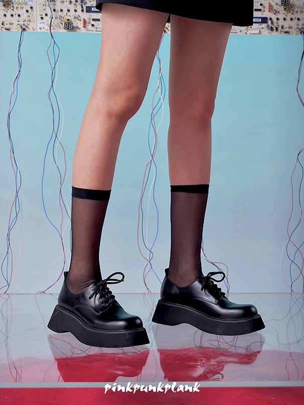 Strawberry Class 2 Series Black Thick-soled Derby Shoes