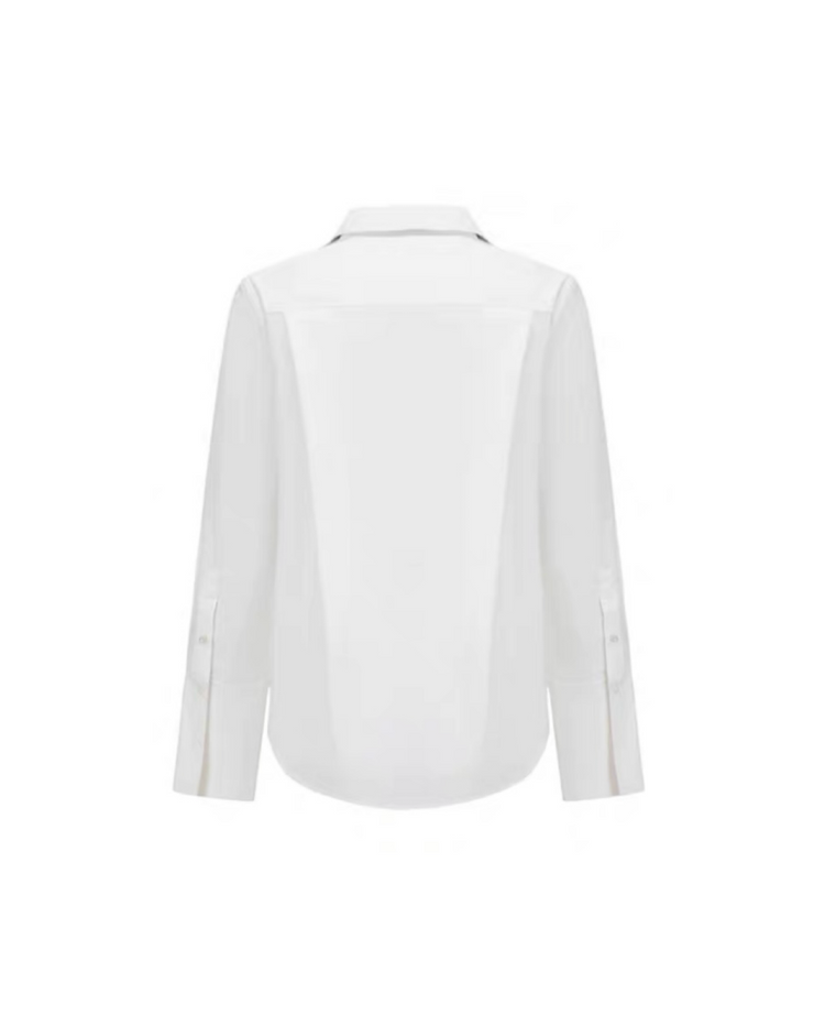 Silver Letter-printed Tie Collegiate-style White Shirt