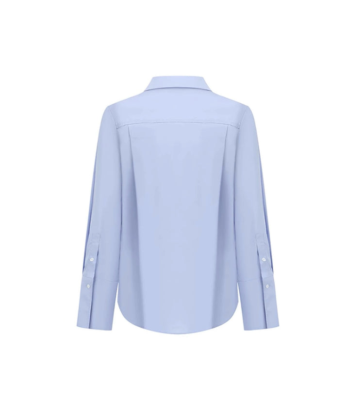 Silver Letter-printed Tie Collegiate-style Blue Shirt