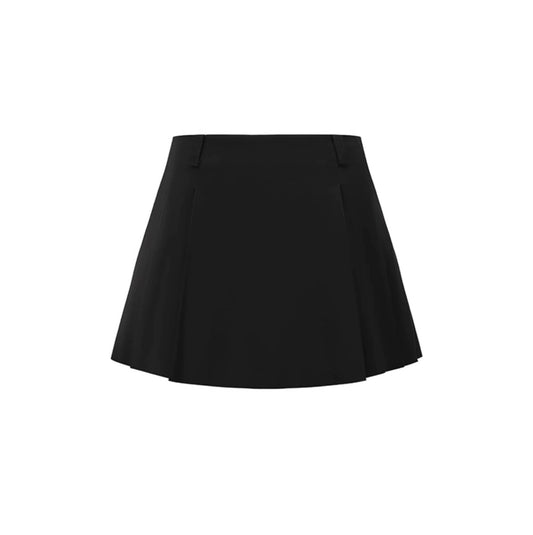 Black Logo Pendant Pleated Skirt