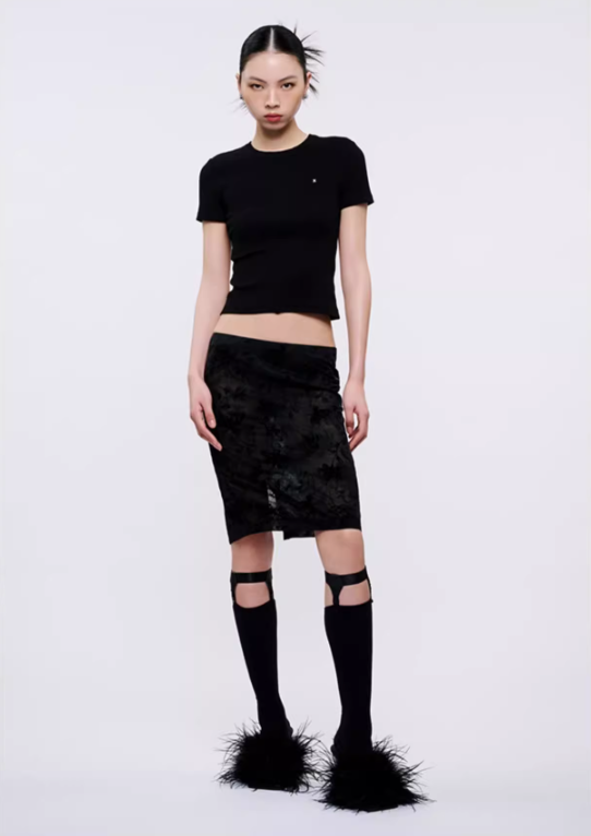Lace-up Adorned Knit Top