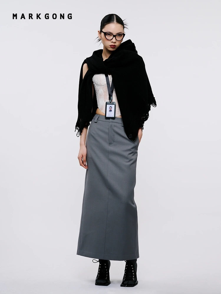 Black Oversized Distressed Knit Cardigan