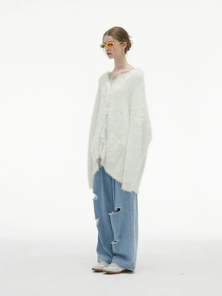 Ice Cream-colored Wheat Ear Fringe Cardigan