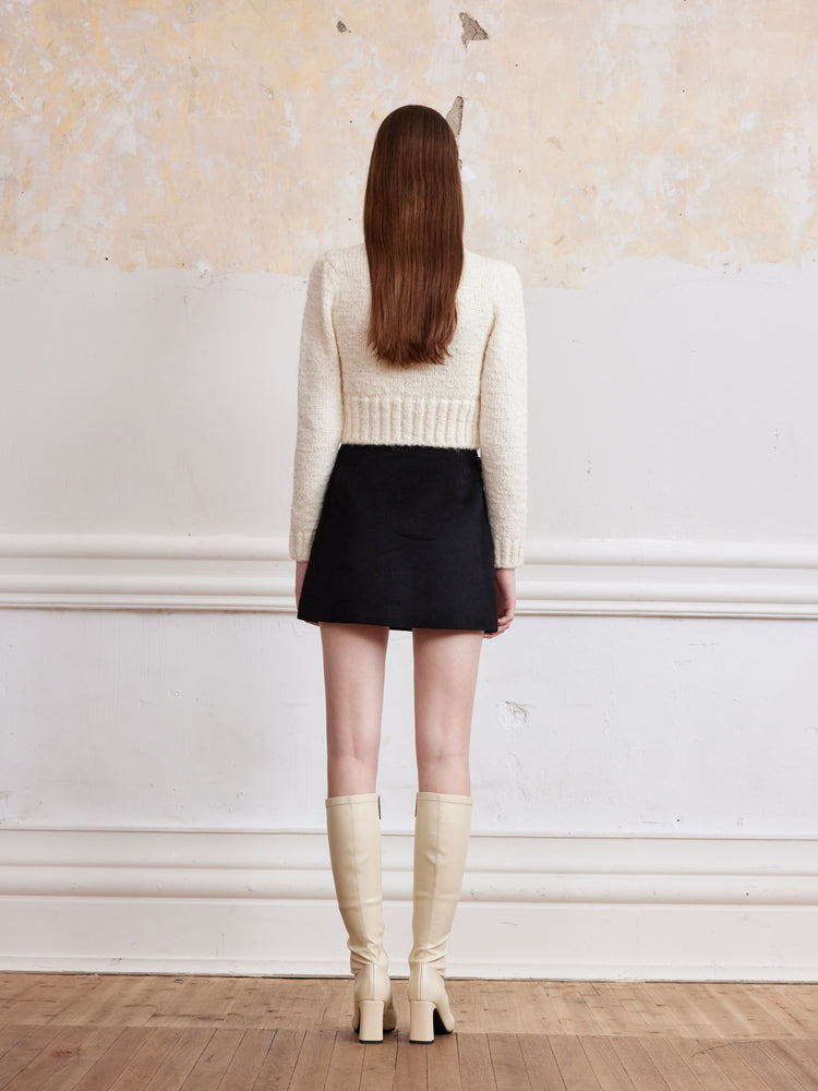 Crystal Snowflake Pattern Tie-waist Sweater