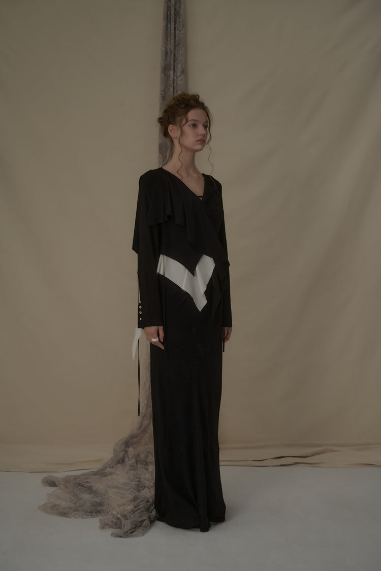 Black Dark Pattern Mid-Length Skirt