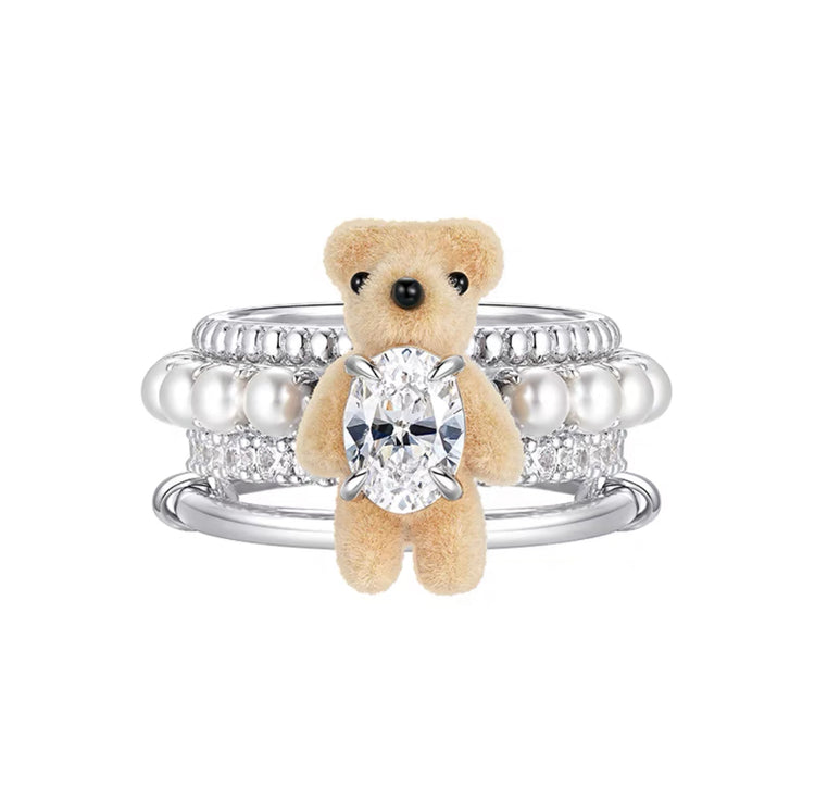 Mini Pearlescent Bear Multi-Layered Ring