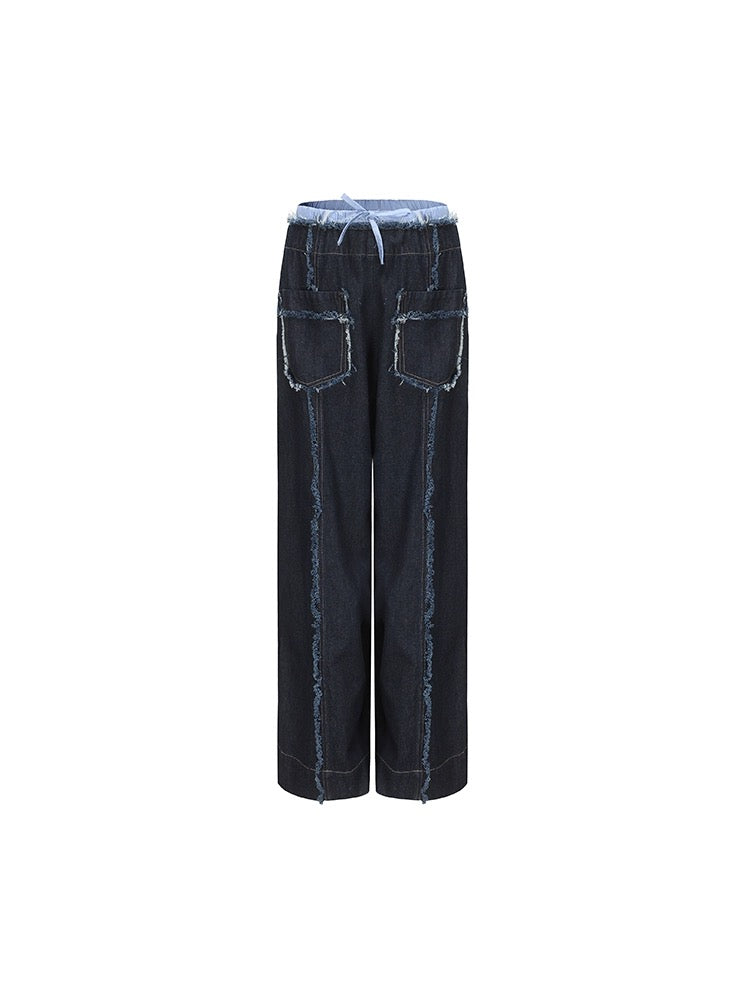 Drawstring Wide-leg Jeans