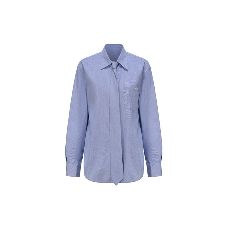 Tie-Decorated Deconstructed Unisex Shirt