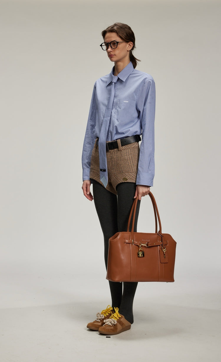 Tie-Decorated Deconstructed Unisex Shirt