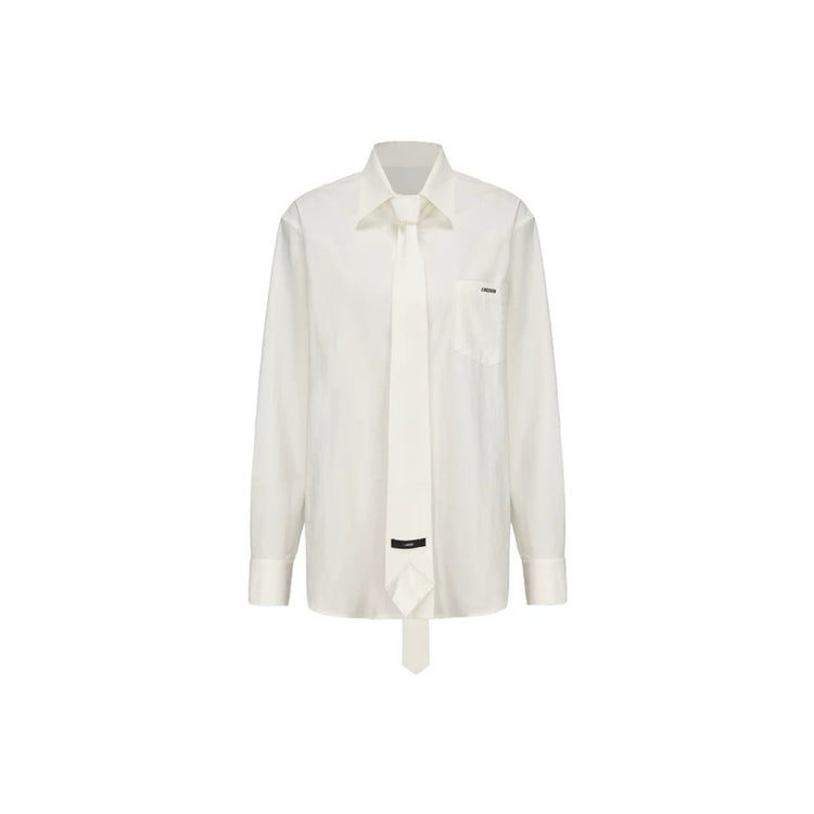 Tie-Decorated Deconstructed Unisex Shirt