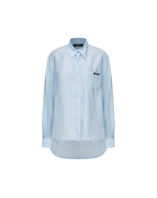 Light Blue Loose Asymmetrical Shirt
