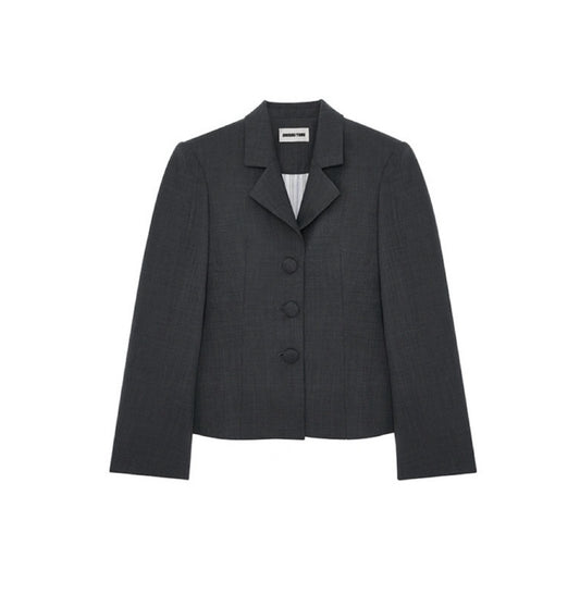 Gray V-Neck Cinched Waist Blazer