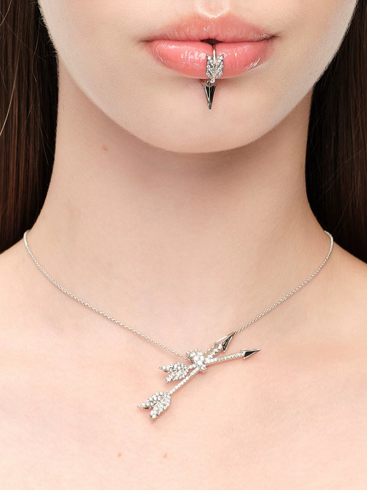 YVMIN X SHUSHUTONG / Double Arrow Pave Necklace