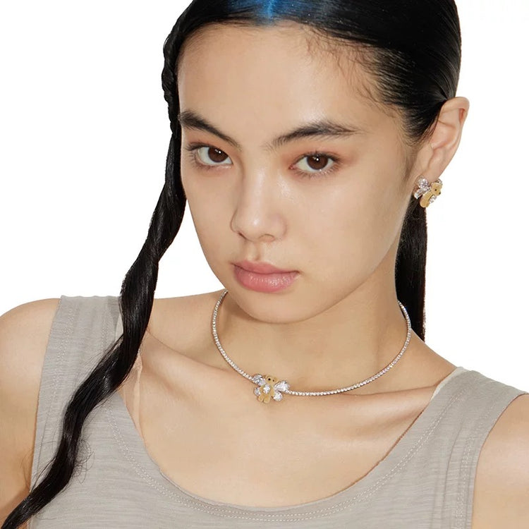 Paradise / Mini Bear Gemstone Bowknot Earrings