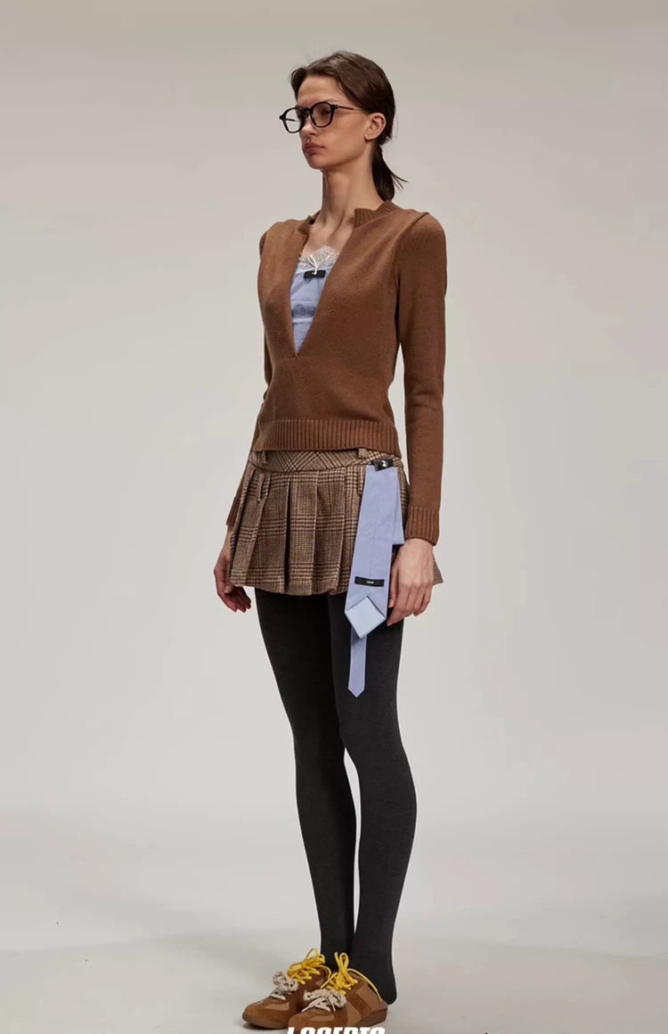 Deconstructed Welsh Grid Tie-design Pleated Skirt