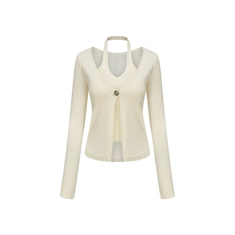 Faux Two-piece Design Knit Top