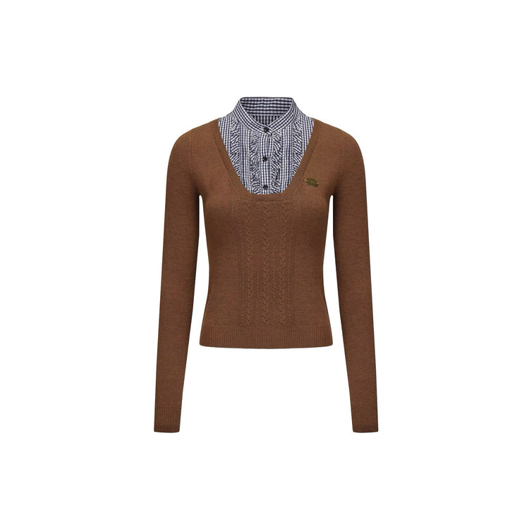 Needle-and-Mesh Patchwork Sweater