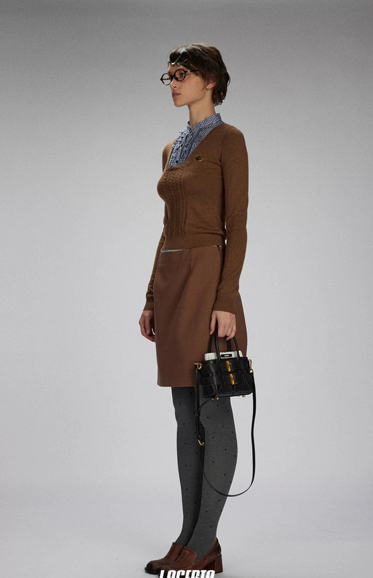 Needle-and-Mesh Patchwork Sweater