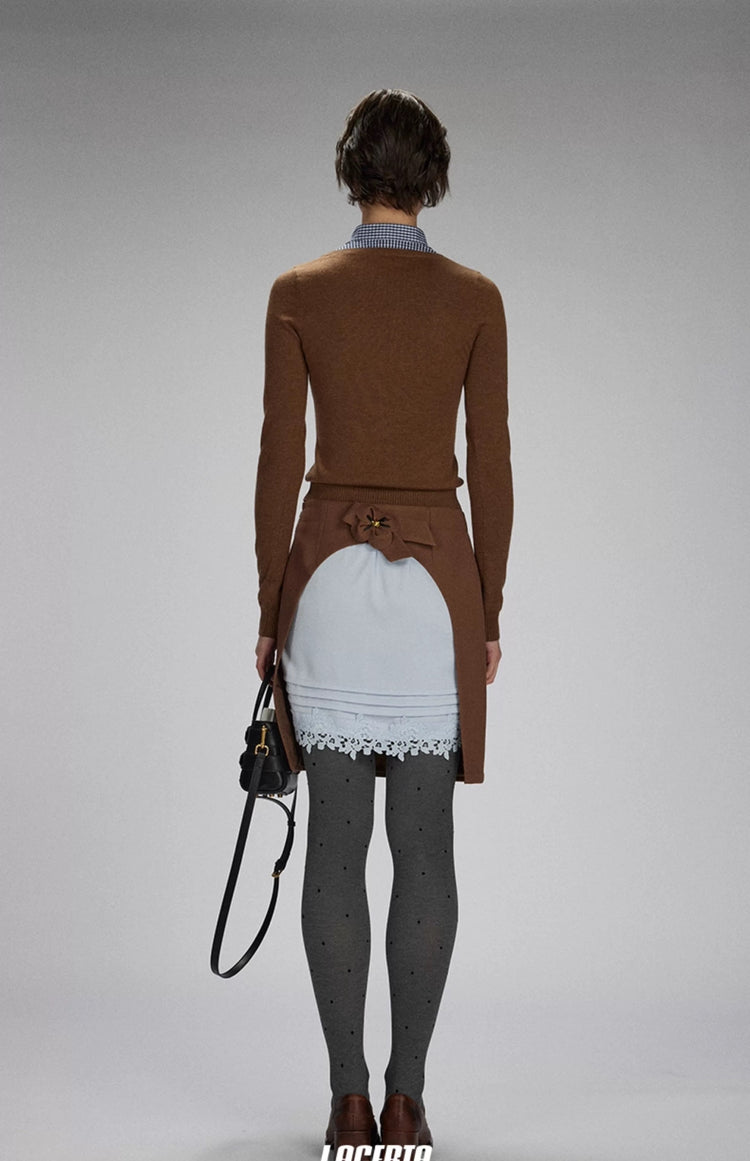 Needle-and-Mesh Patchwork Sweater