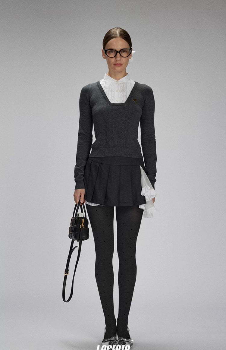 Needle-and-Mesh Patchwork Sweater