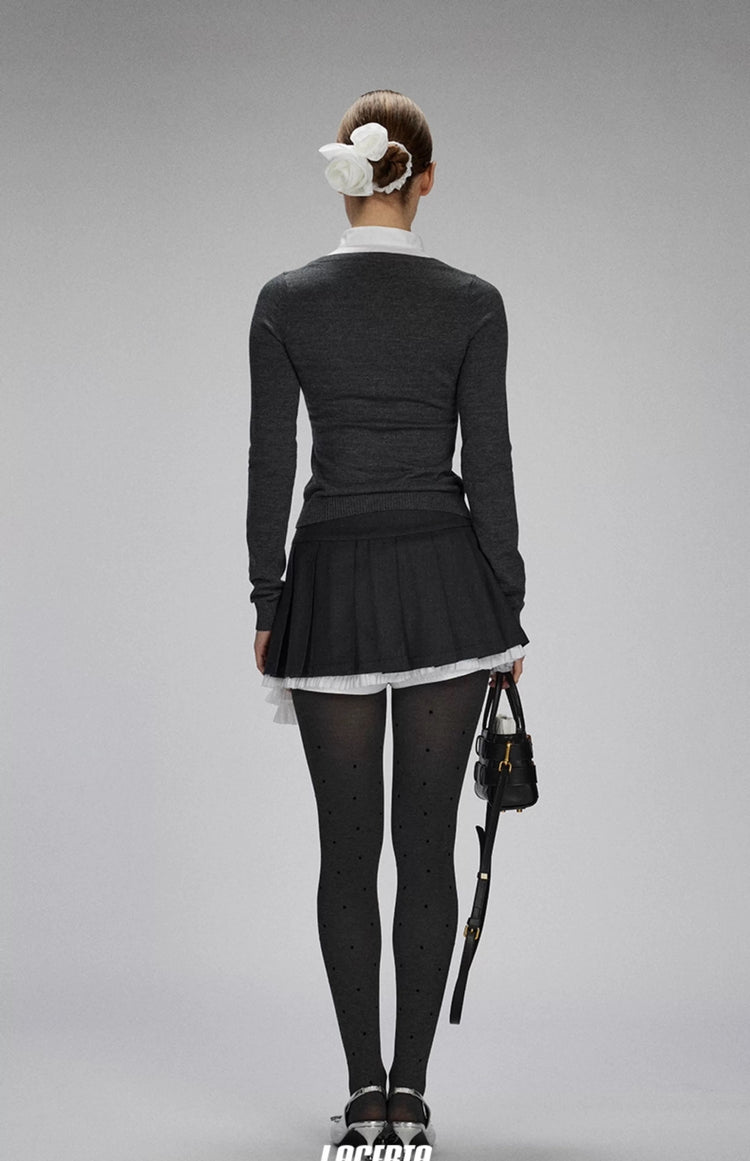 Needle-and-Mesh Patchwork Sweater