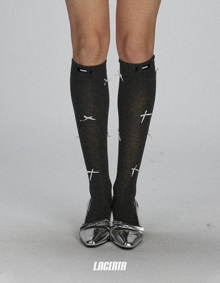 Mid-Calf Ballet-Style Bow Socks