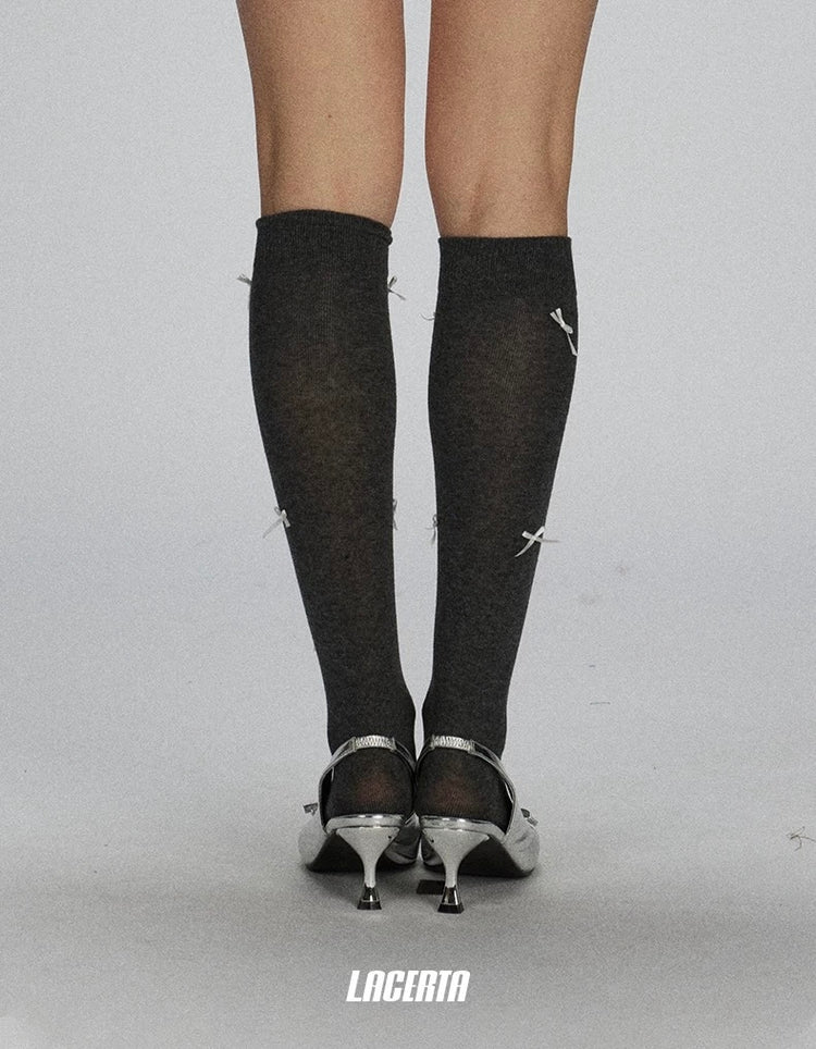 Mid-Calf Ballet-Style Bow Socks