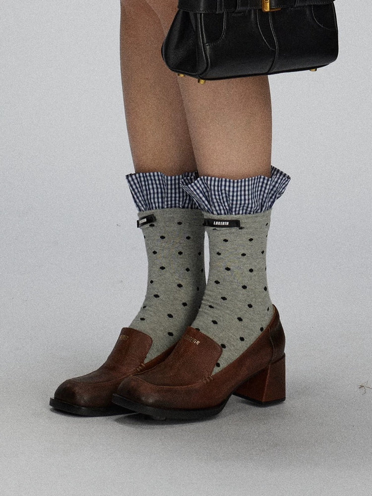Polka Dot Plaid Patchwork Mid-Calf Socks