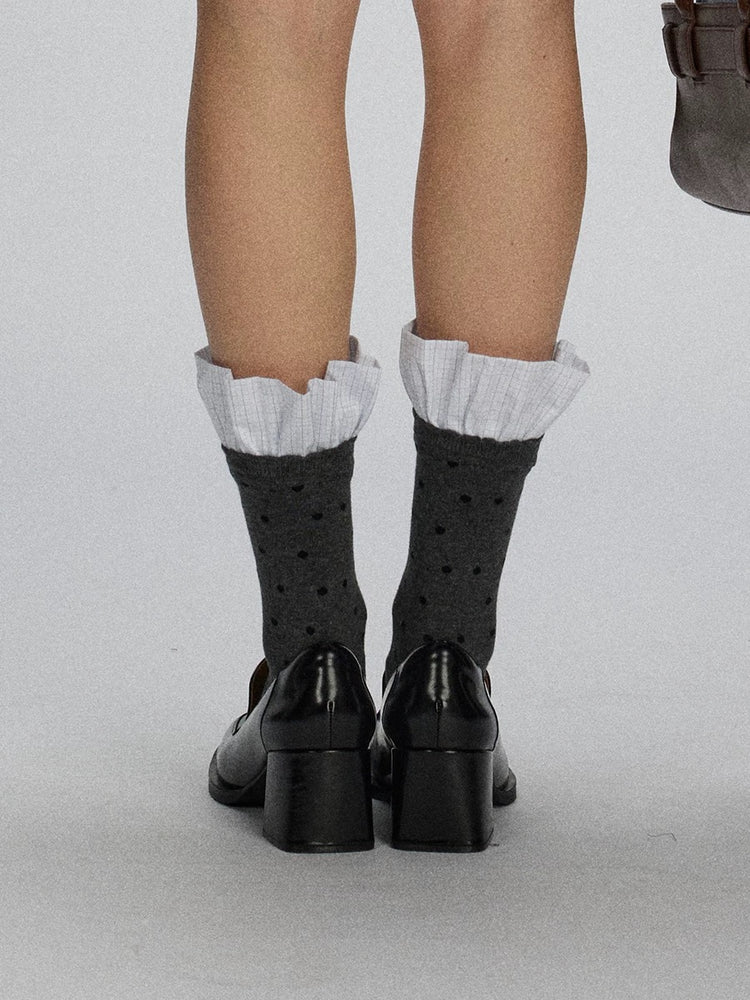 Polka Dot Plaid Patchwork Mid-Calf Socks