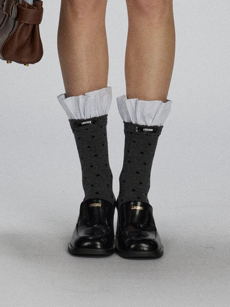 Polka Dot Plaid Patchwork Mid-Calf Socks