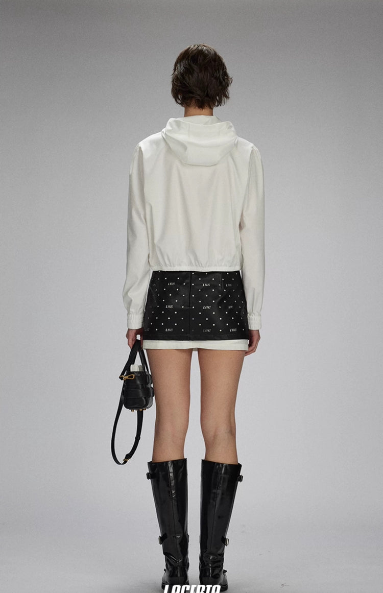 Ruffled Trim Hooded Preppy Shirt