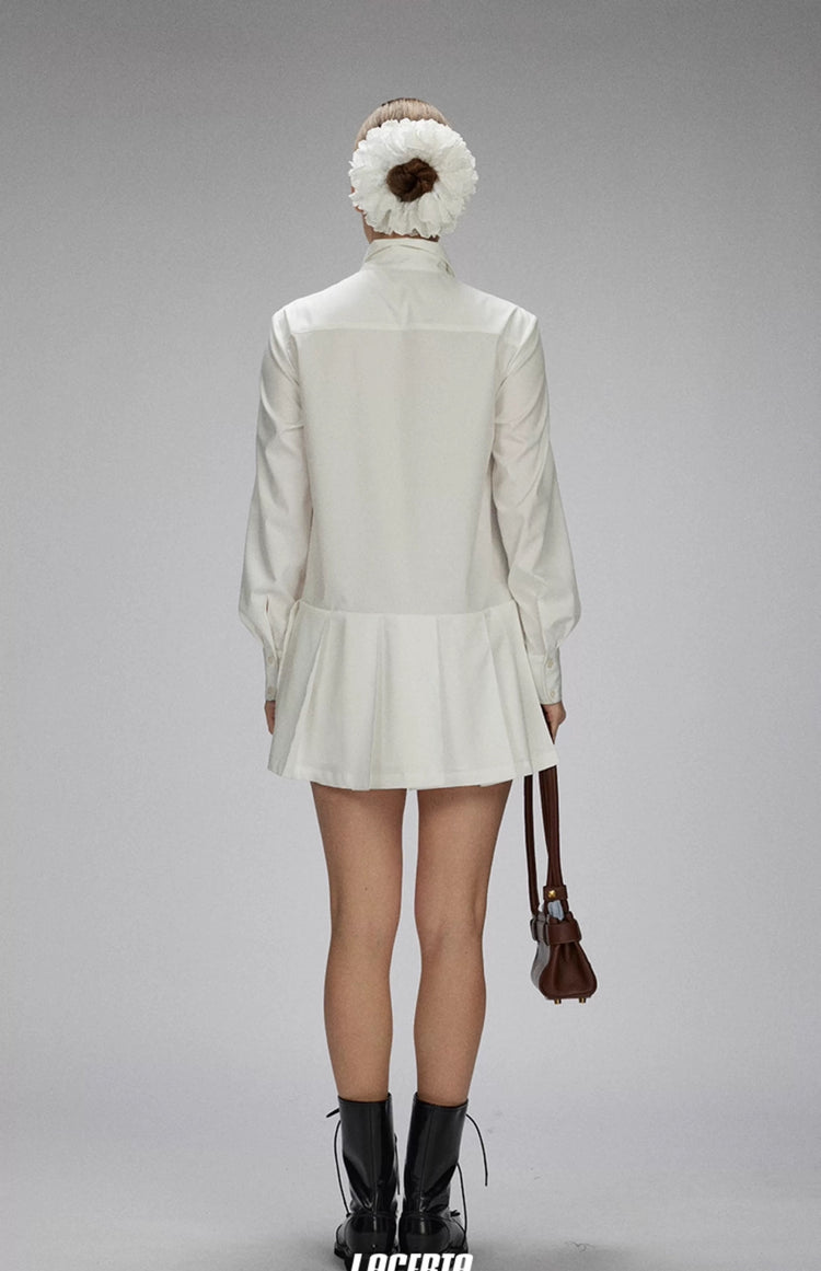 Ruffled Trim Preppy Shirt Dress