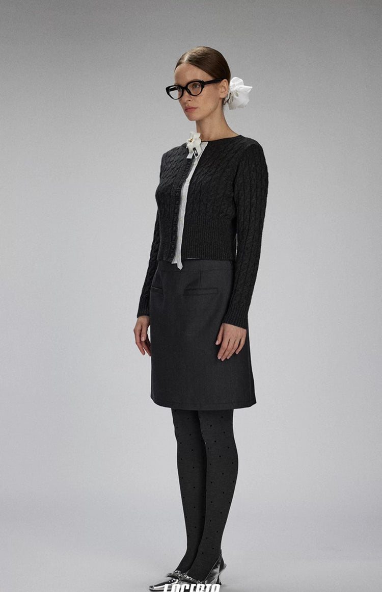 Double Placket Flower Knit Cardigan