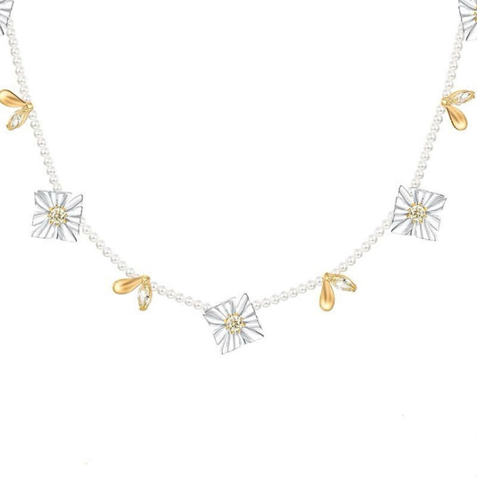 Square Flower Pearl Chain Chocker