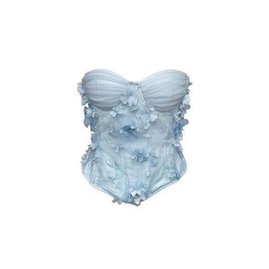 Shell-shaped Bra Flower Decoration Strapless Top