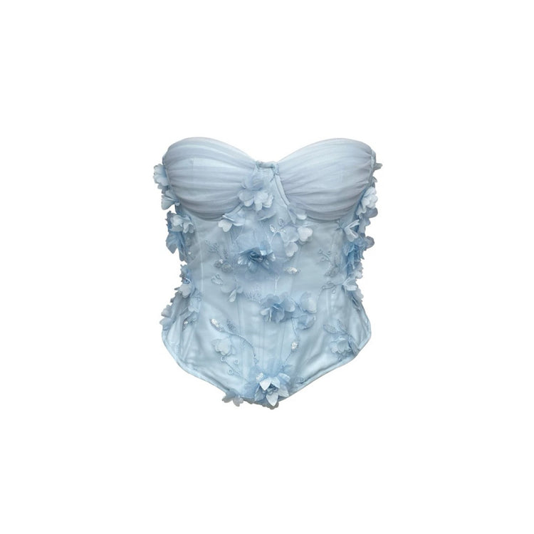 Shell-shaped Bra Flower Decoration Strapless Top