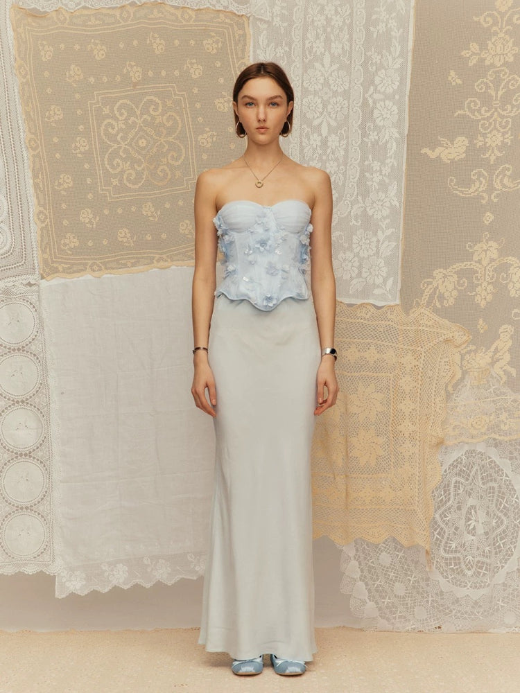 Shell-shaped Bra Flower Decoration Strapless Top