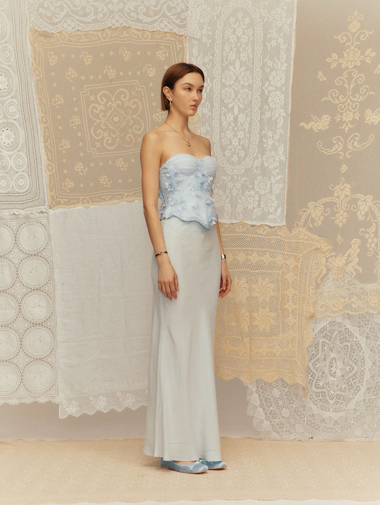 Shell-shaped Bra Flower Decoration Strapless Top