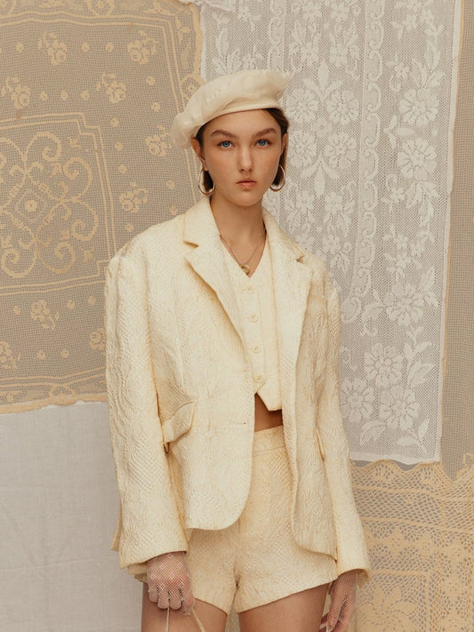 Embossed Jacquard Blazer Shorts