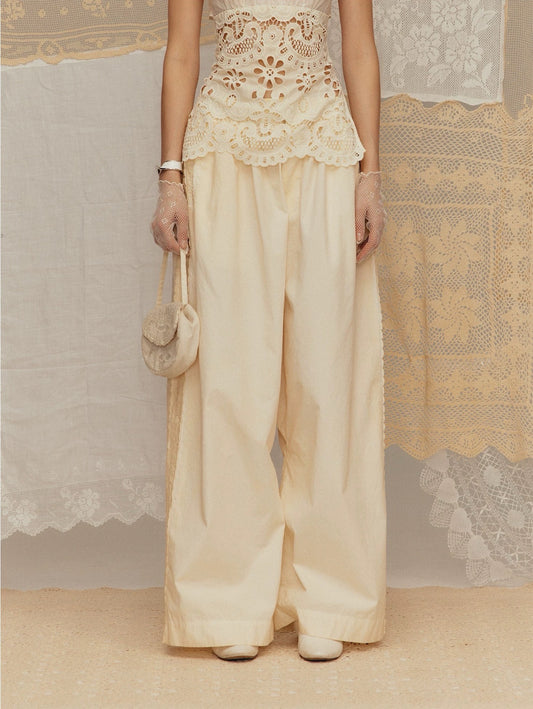 Side Lace-trimmed Pants